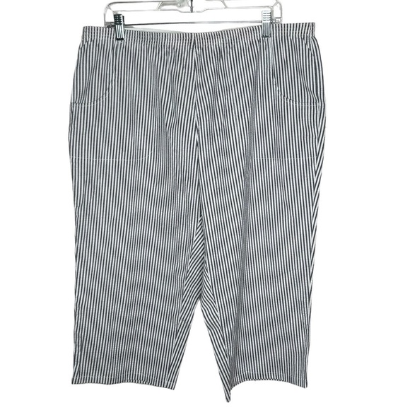 Denim & Co. Women’s Seersucker Gray White Crop Pants Size 1X EUC Pull On - Picture 1 of 3